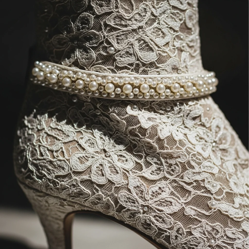 Timeless Elegance: 19 Pearl Wedding Shoes for Your Unforgettable Day 12 bridal bootie with pearl detailing