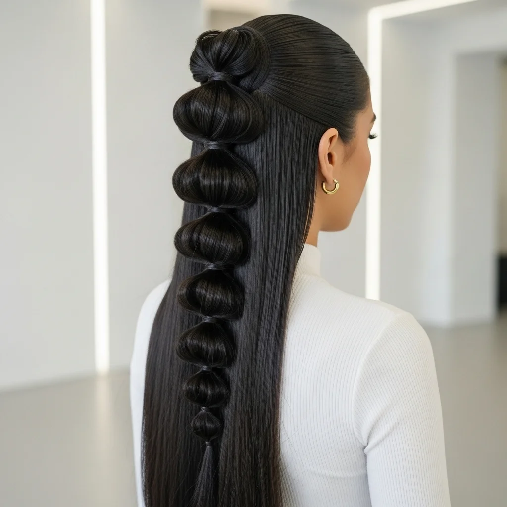 Elevate Your Style: 17 Gorgeous Braided Half-Up Half-Down Hairstyles to Inspire Your Next Look 12 bubble braid half up