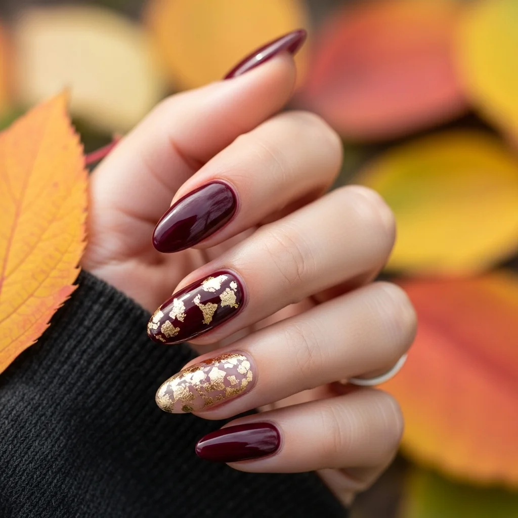 burgundy with gold foil accent
