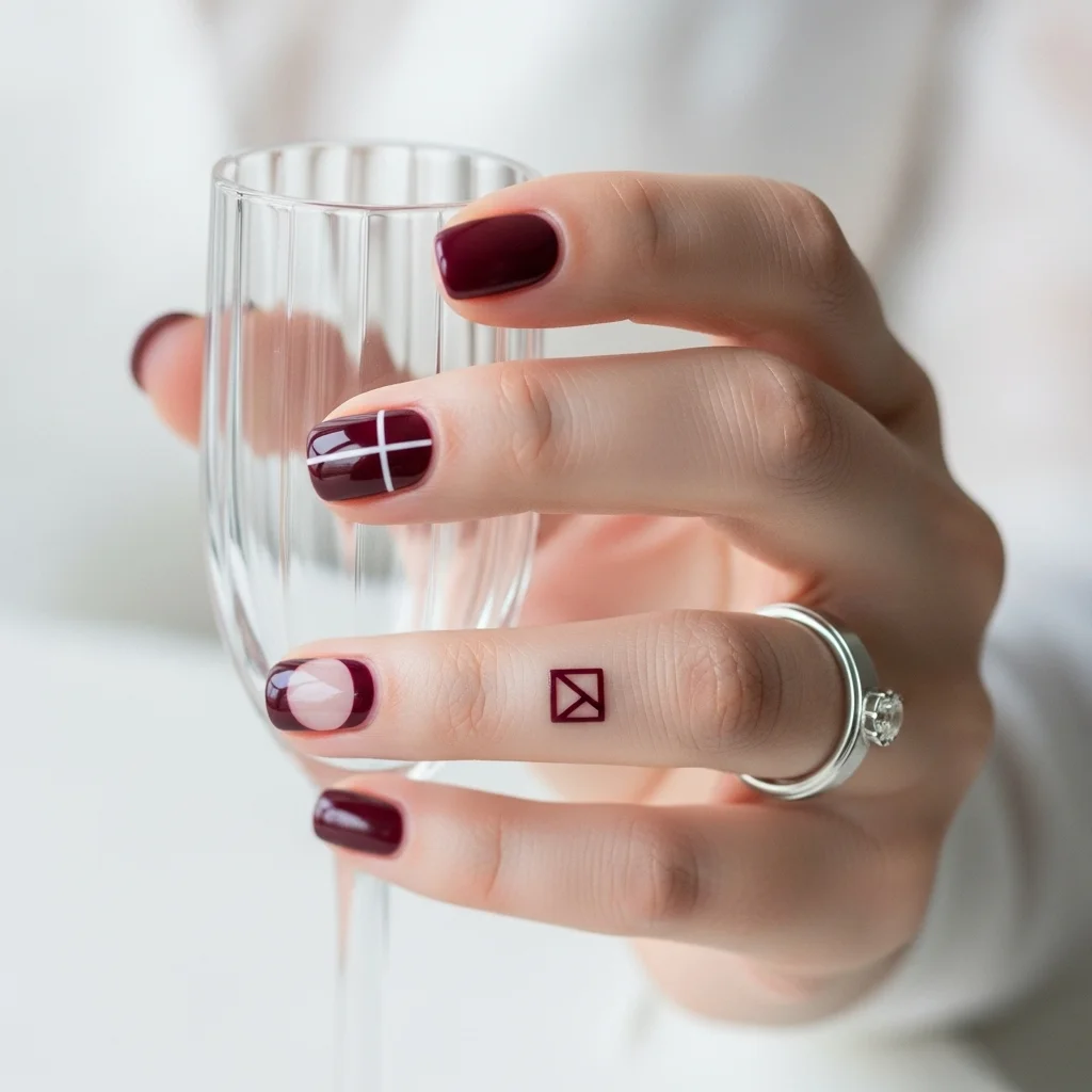 burgundy with negative space design