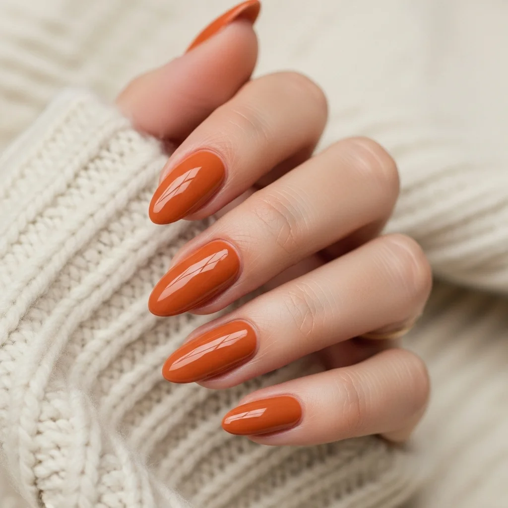 Top 21 Burnt Orange Nail Ideas for Fall 17 burnt orange almond nails
