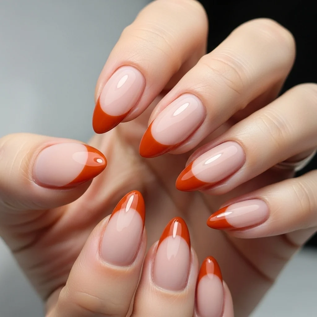 burnt orange french tip