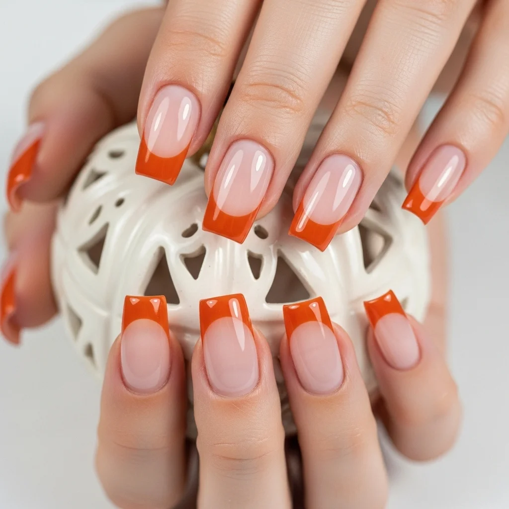 Top 21 Burnt Orange Nail Ideas for Fall 5 burnt orange french tips