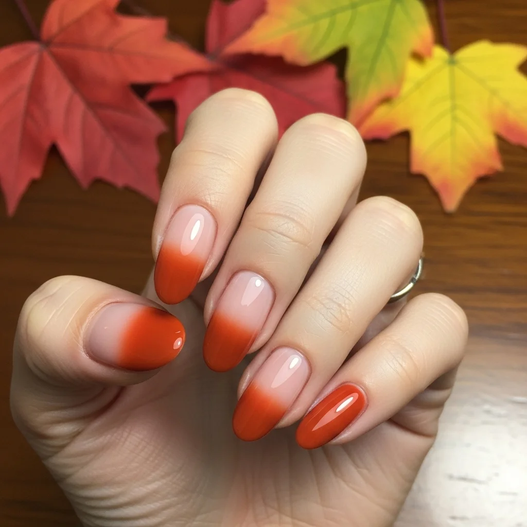 Top 21 Burnt Orange Nail Ideas for Fall 4 burnt orange ombre 1