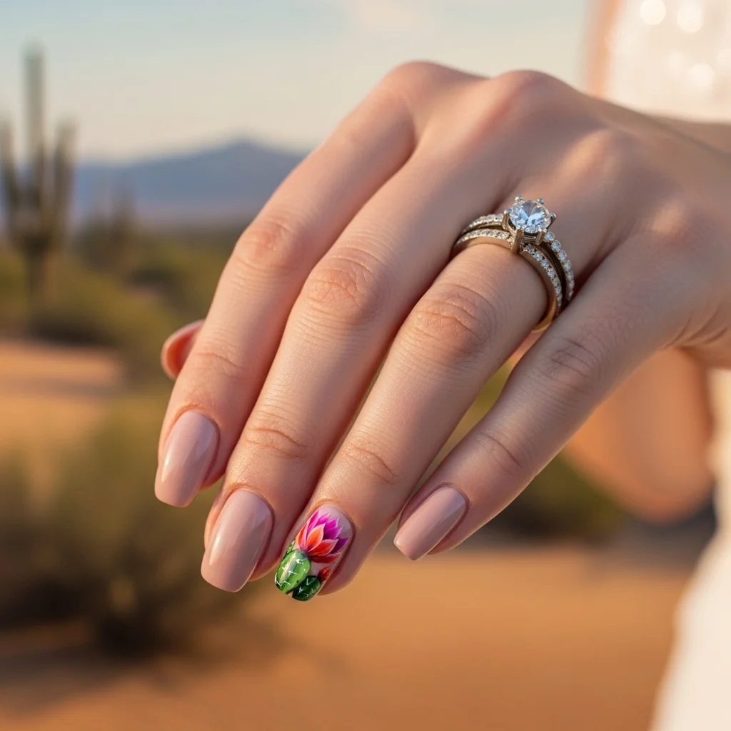 Top 19 Dazzling Western Wedding Nails Ideas for the Modern Bride 18 cactus flower bloom