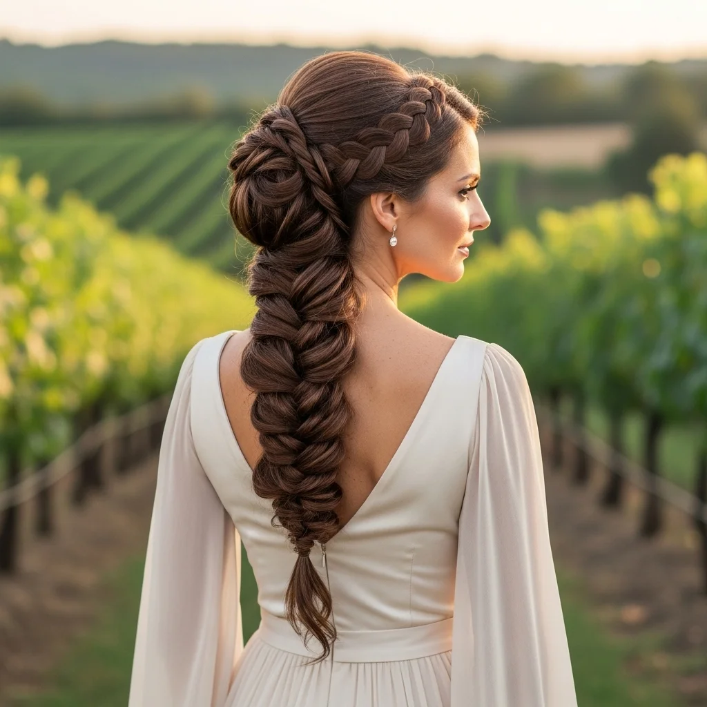 Radiant & Refined: 25 Mother of the Bride Updo Hairstyles for a Picture-Perfect Day 17 cascading braid updo