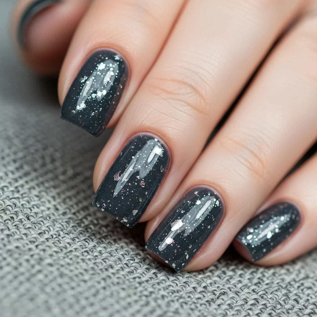 charcoal gray with silver flakes