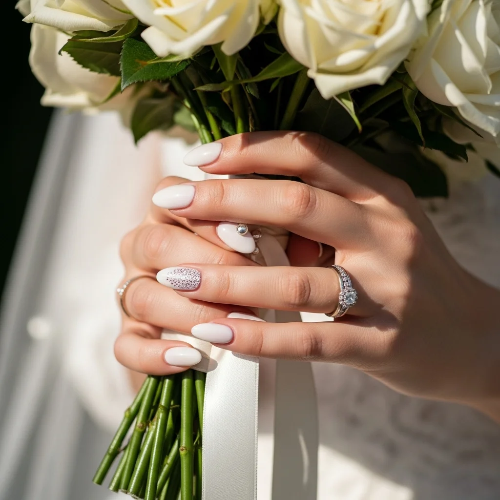 21 Stunning Neutral Wedding Nails for Brides: Timeless Elegance for Your Big Day 2 classic milky white