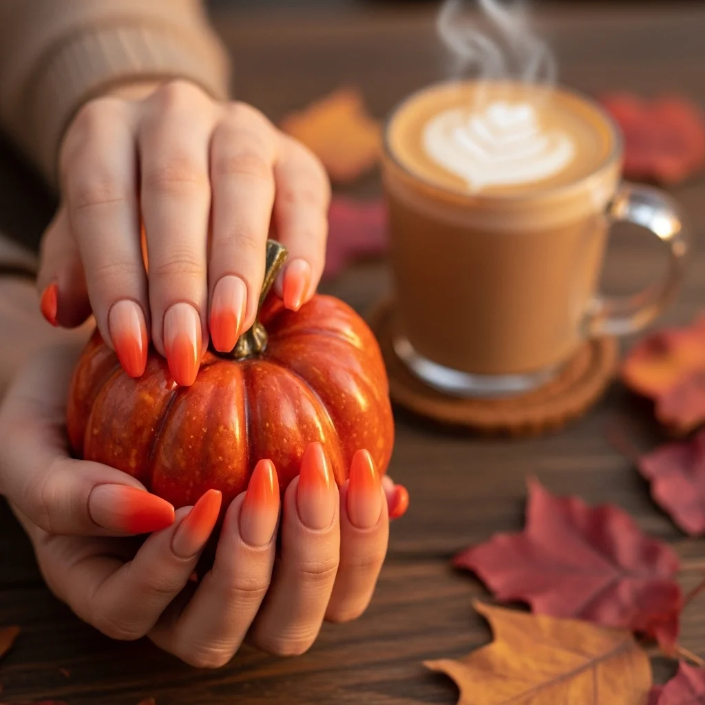 23 Enchanting Fall Ombre Nails You Need to Try This Season 2 classic pumpkin spice ombre
