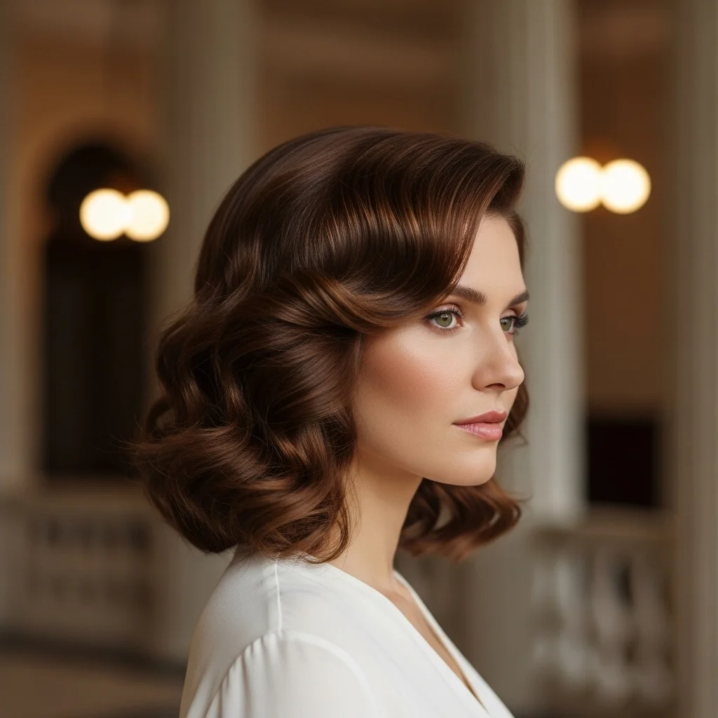 classic side part curly lob
