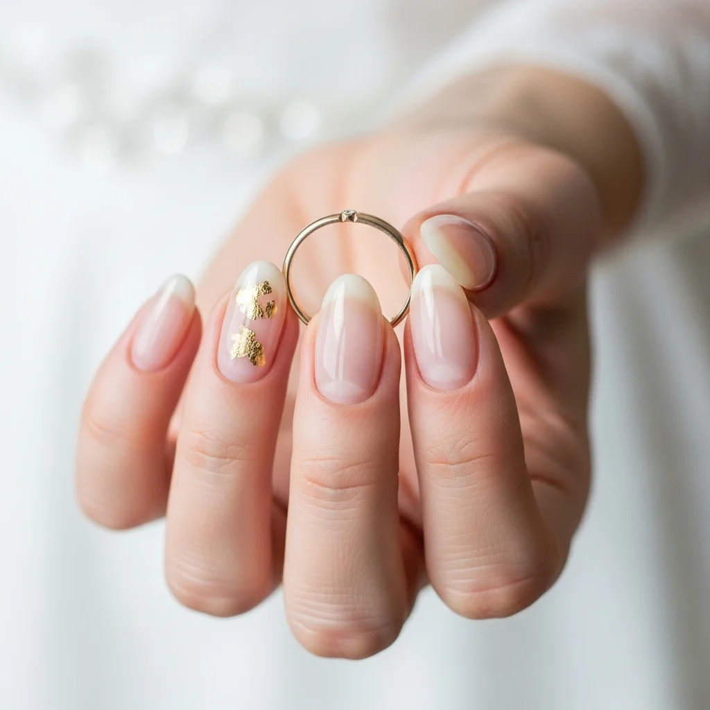 21 Stunning Neutral Wedding Nails for Brides: Timeless Elegance for Your Big Day 17 clear gloss with accent