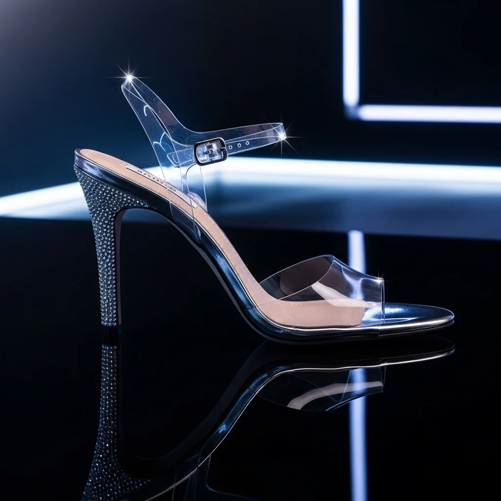 Step into Forever: Top 23 Wedding Shoe Sandals for Your Big Day 16 clear vinyl strap with rhinestone heel