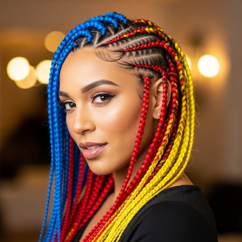 colored cornrows with