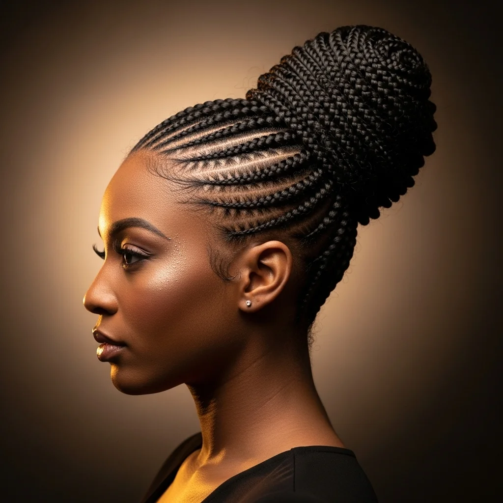cornrow bun updo