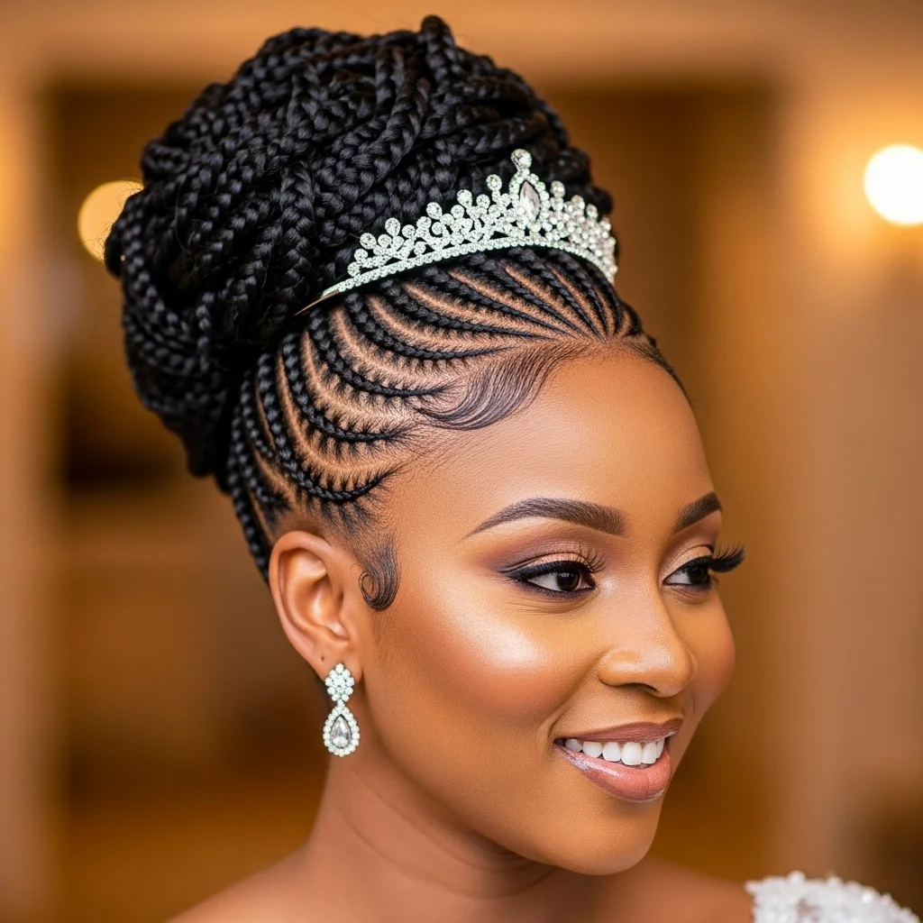 cornrows into a high bun
