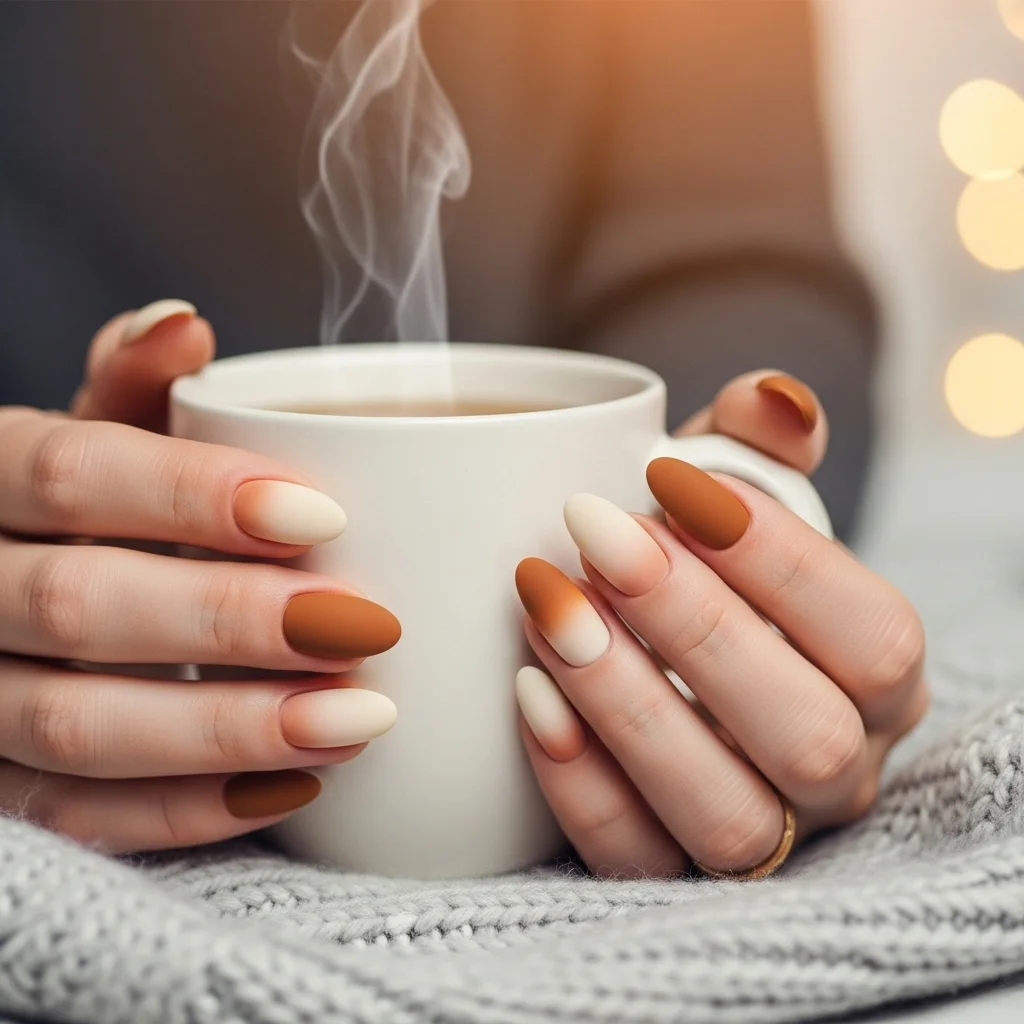 23 Enchanting Fall Ombre Nails You Need to Try This Season 9 cozy caramel to cream ombre