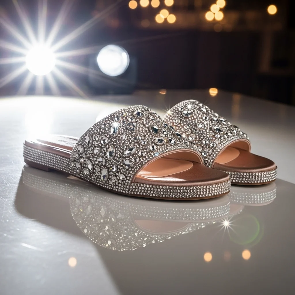 Walk Down the Aisle in Bliss: Top 19 Comfortable Wedding Shoes for Your Big Day! 17 crystal embellished slides for reception