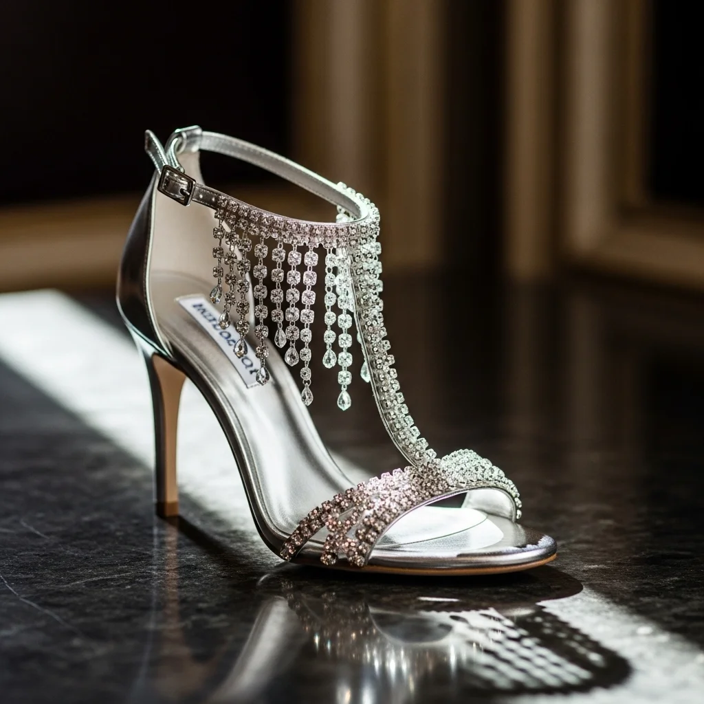 Step into Forever: Top 23 Wedding Shoe Sandals for Your Big Day 10 crystal waterfall t strap stiletto
