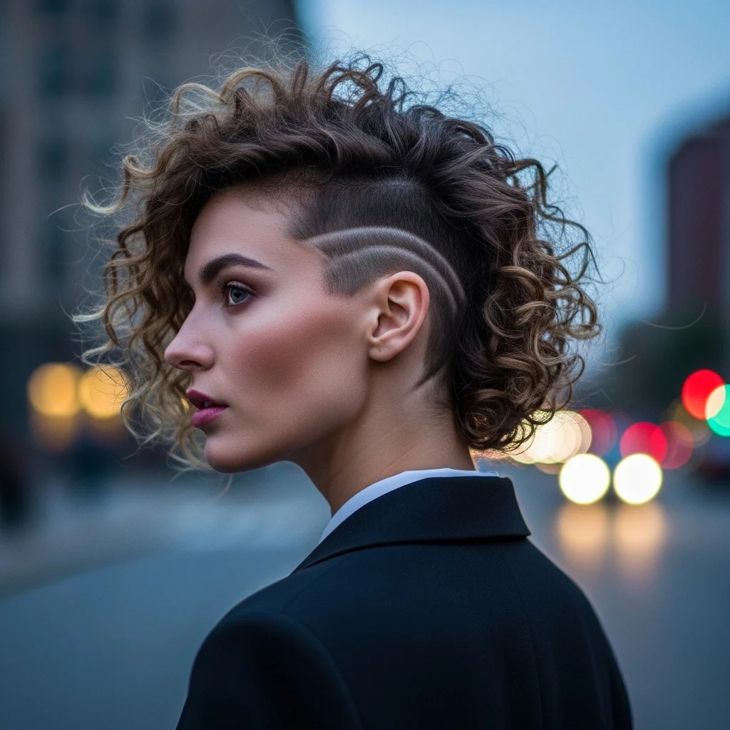 curly bob with subtle undercut