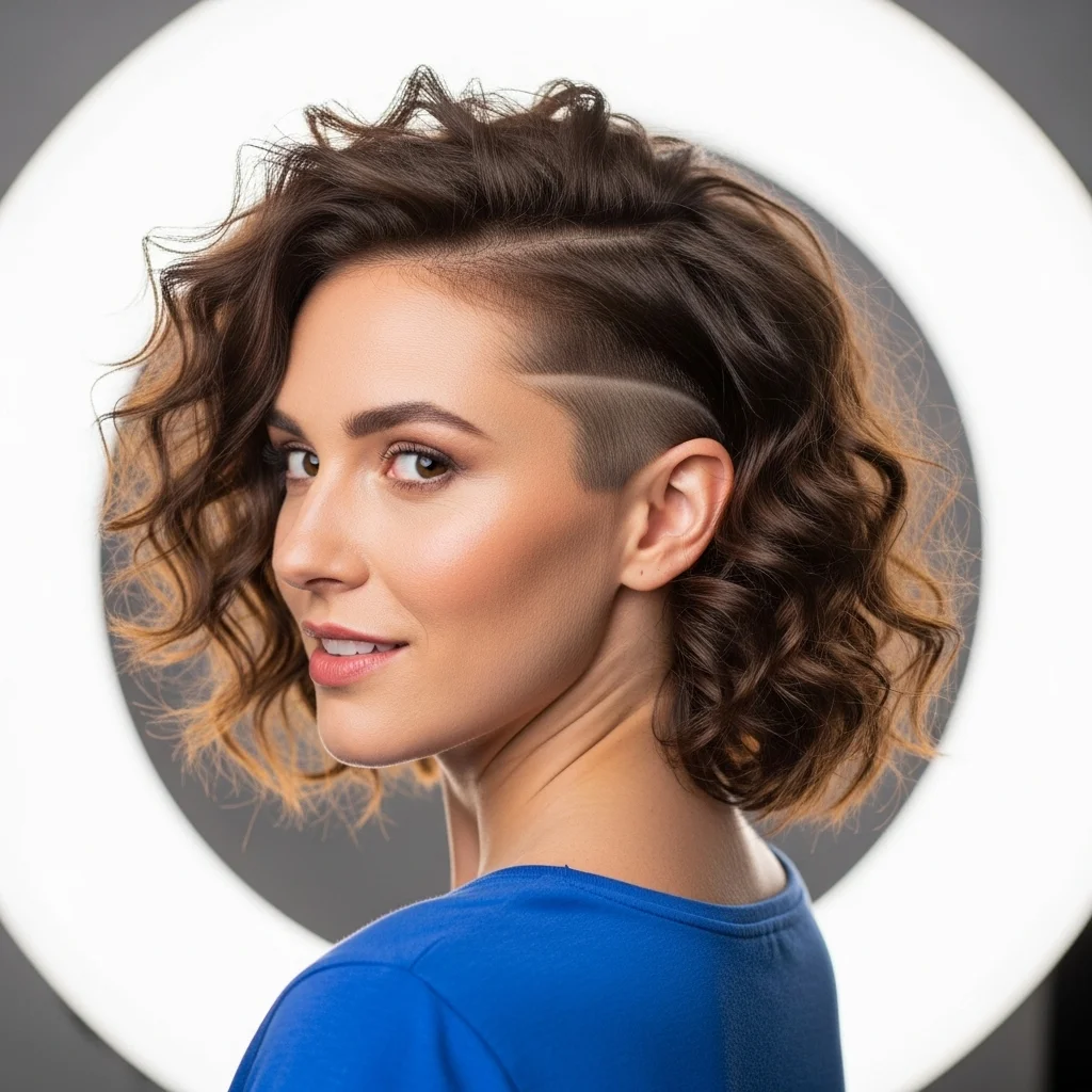 curly bob with undercut