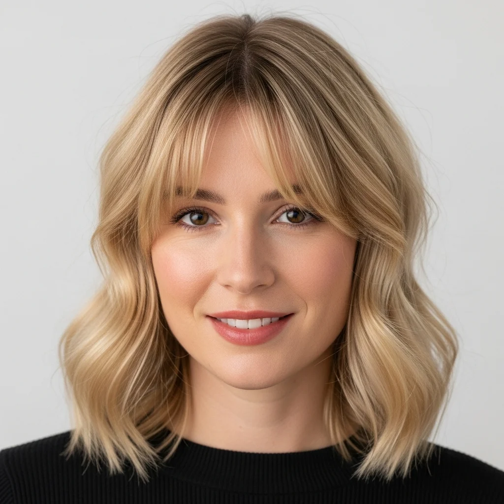 Top 21 Flattering Hairstyles for Oval Faces 10 curtain bangs