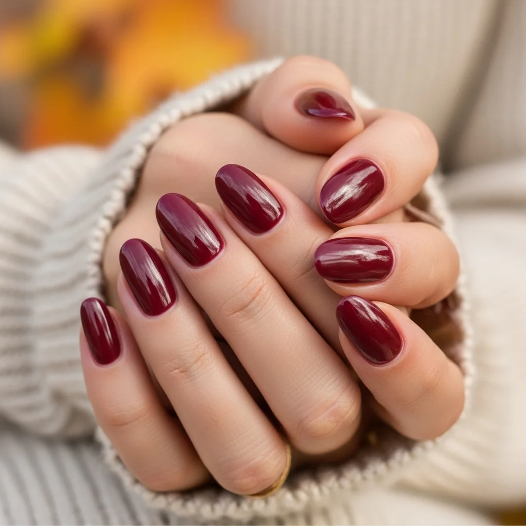 Top 17 Simple Fall Nail Designs That Are Cozy & Chic 2 deep burgundy solids