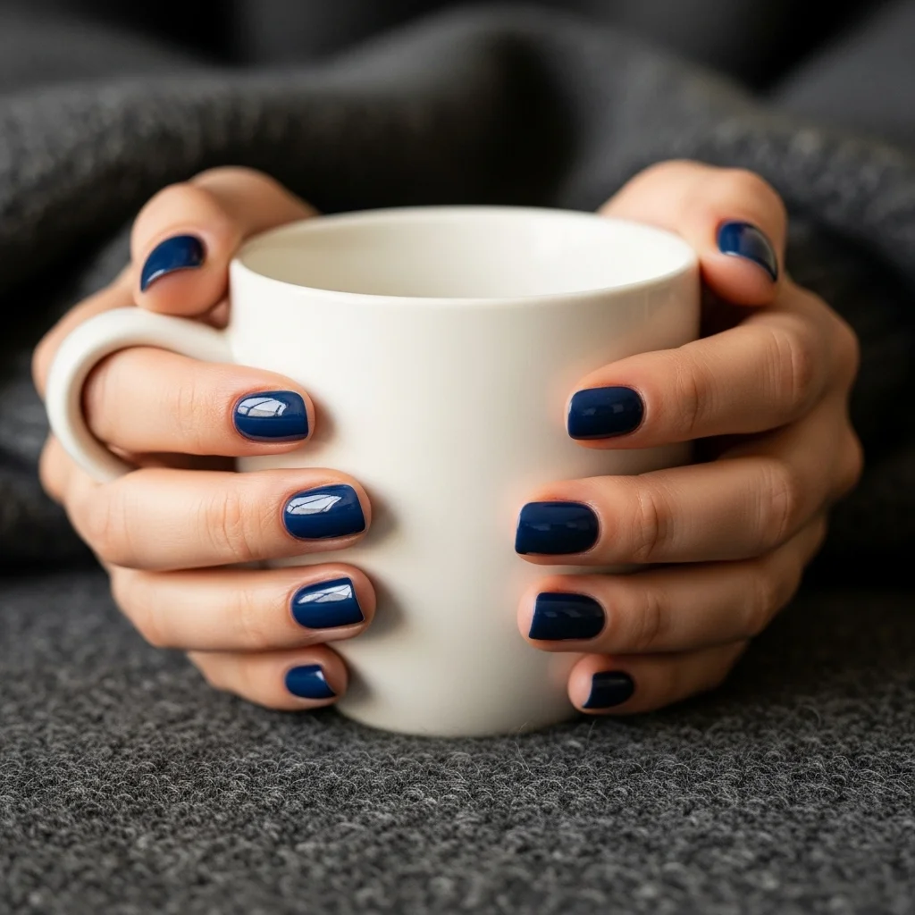 Top 17 Simple Fall Nail Designs That Are Cozy & Chic 18 deep navy blue cream