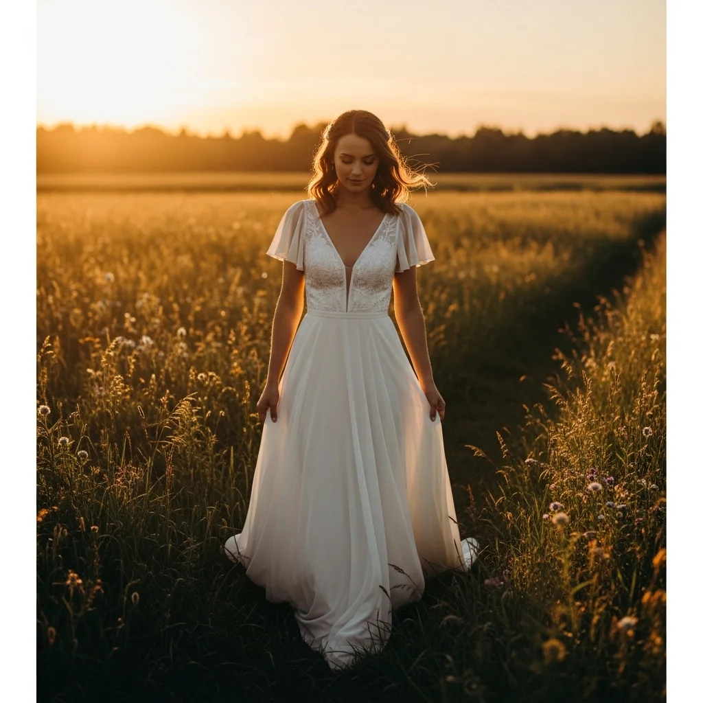 deep v with flutter sleeves