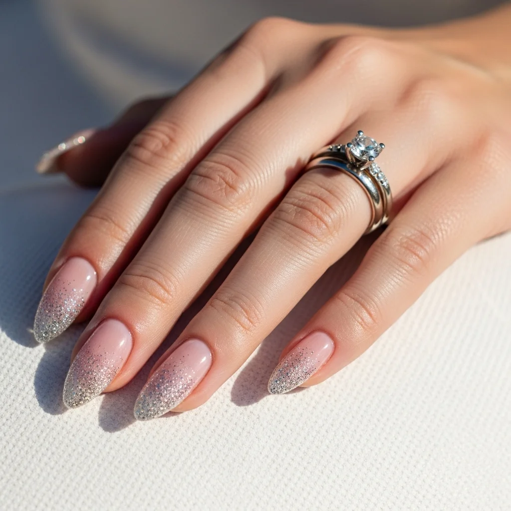 The Top 15 Acrylic Almond Nails for Bride To Enhance looks 5 delicate glitter ombre