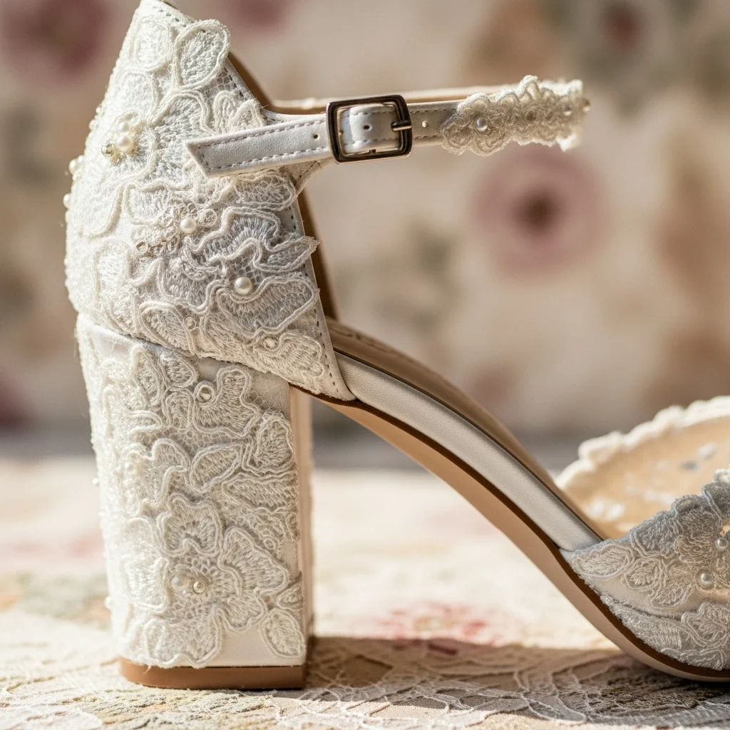 Step into Forever: Top 23 Wedding Shoe Sandals for Your Big Day 8 delicate lace appliqu block heel