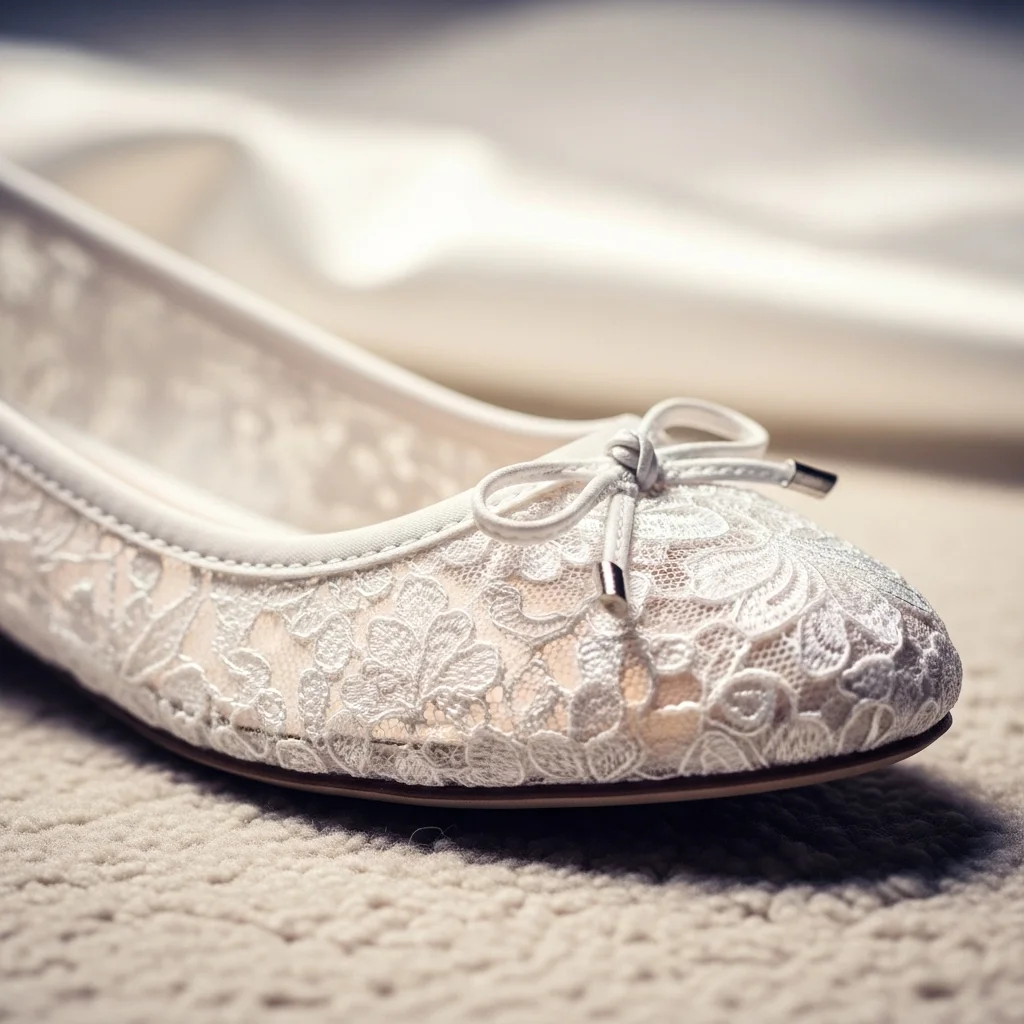 Step into Comfort & Style: Top 21 Low-Heel Wedding Shoes for Your Big Day 9 delicate lace ballet flat