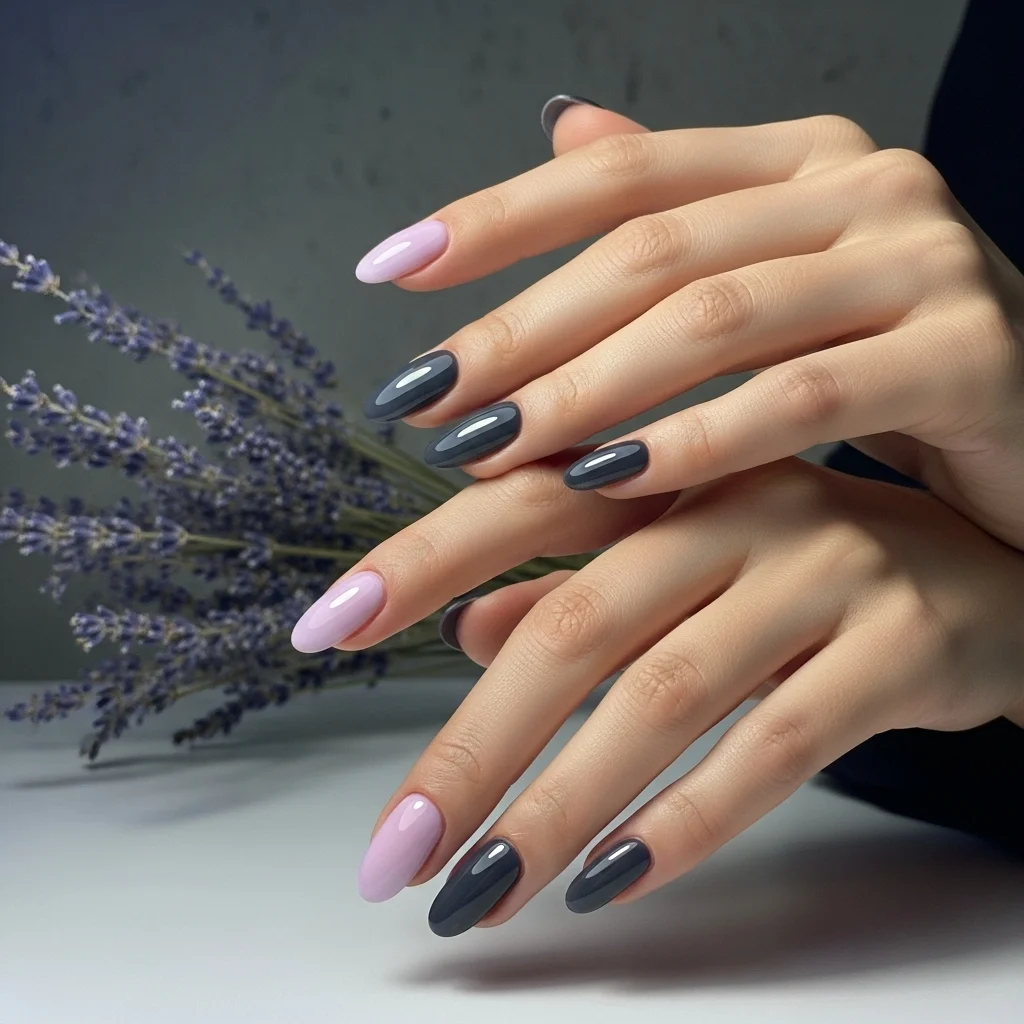 23 Enchanting Fall Ombre Nails You Need to Try This Season 23 delicate lavender to charcoal ombre