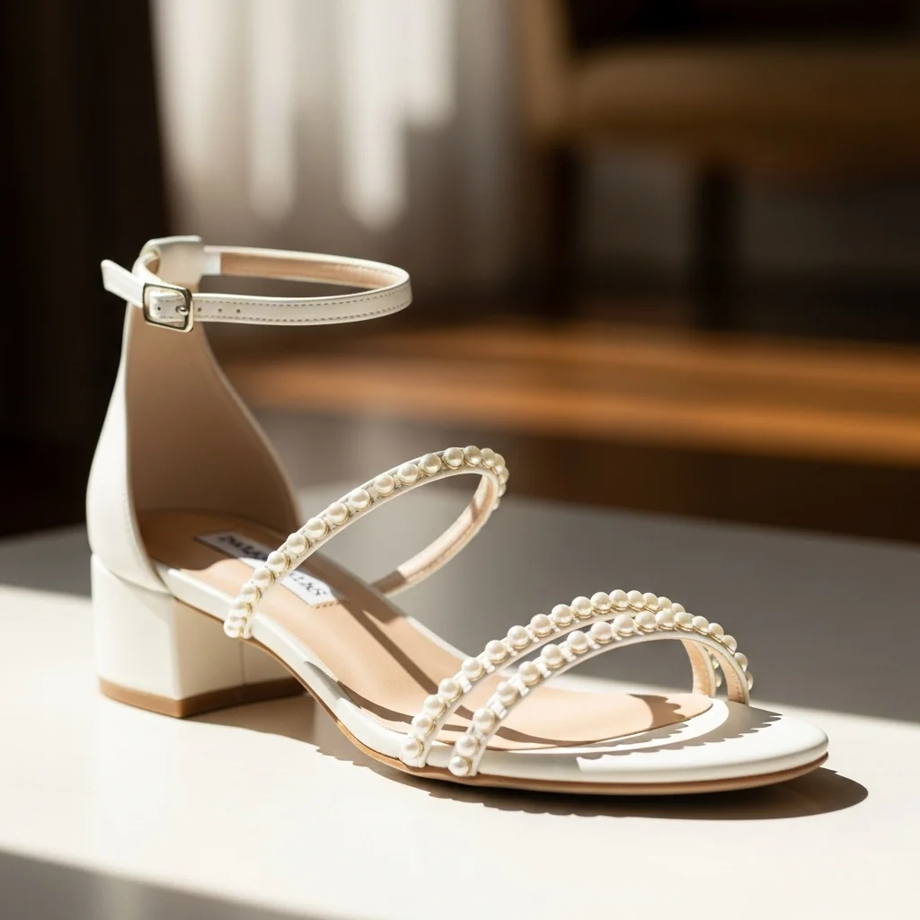 Timeless Elegance: 19 Pearl Wedding Shoes for Your Unforgettable Day 3 delicate pearl ankle strap sandal