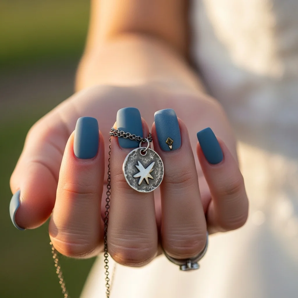 Top 19 Dazzling Western Wedding Nails Ideas for the Modern Bride 16 denim blues brass