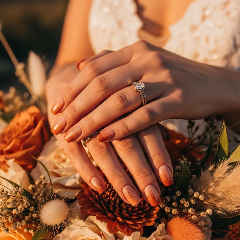 Top 19 Dazzling Western Wedding Nails Ideas for the Modern Bride 4 desert sunset ombre