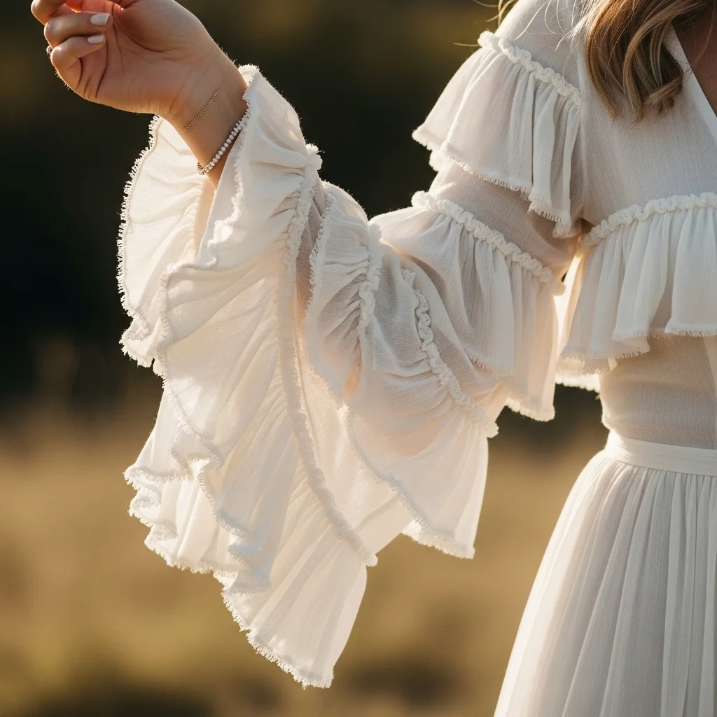dramatic tiered ruffle sleeves