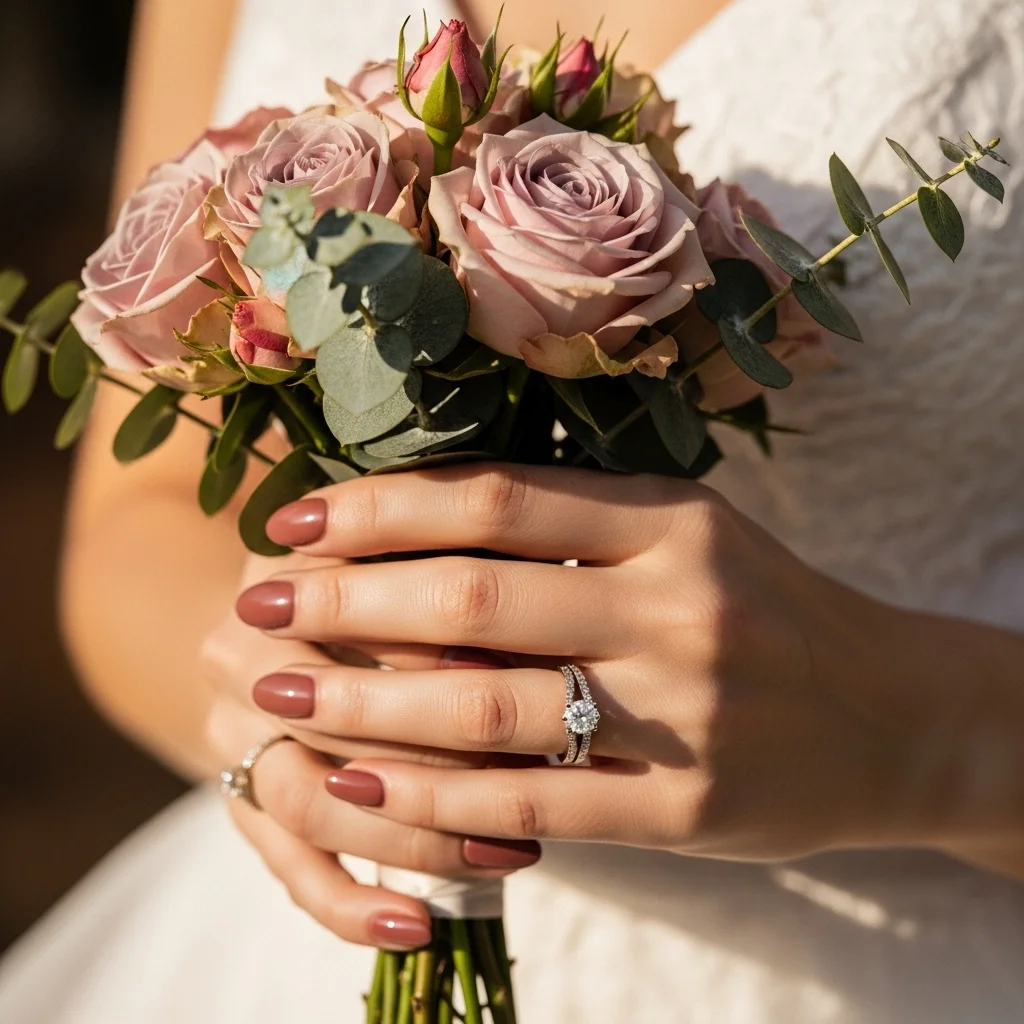 21 Stunning Neutral Wedding Nails for Brides: Timeless Elegance for Your Big Day 14 dusty rose