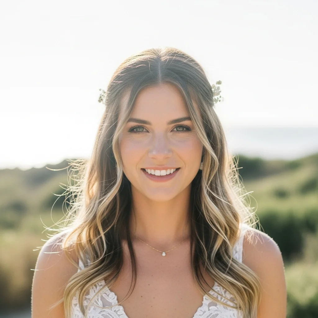 effortless beach waves with a middle part