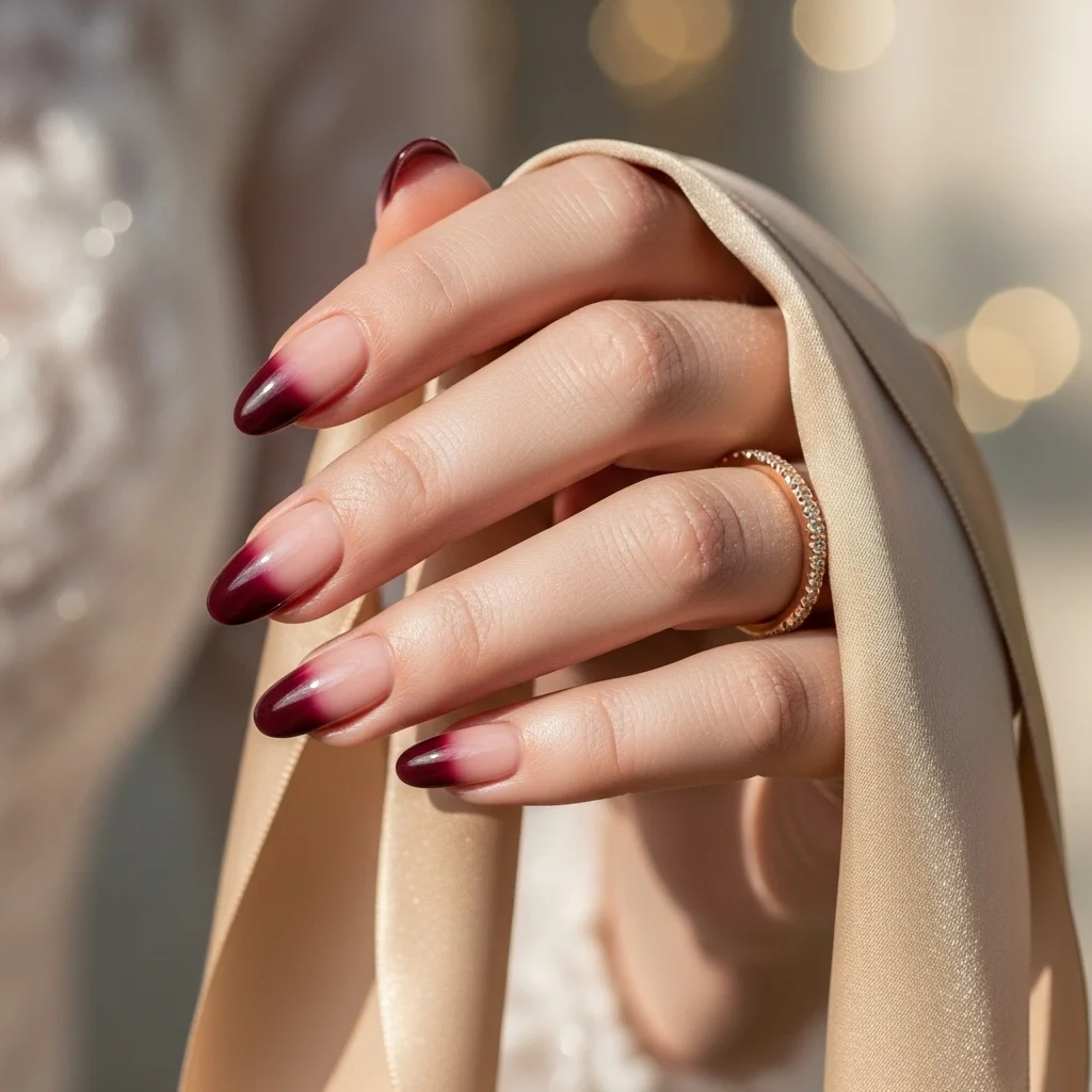 elegant burgundy ombre with nude