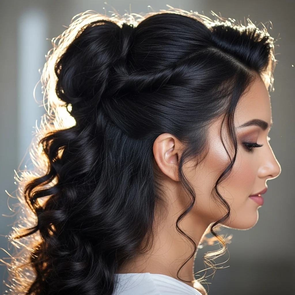 elegant half up twisted crown