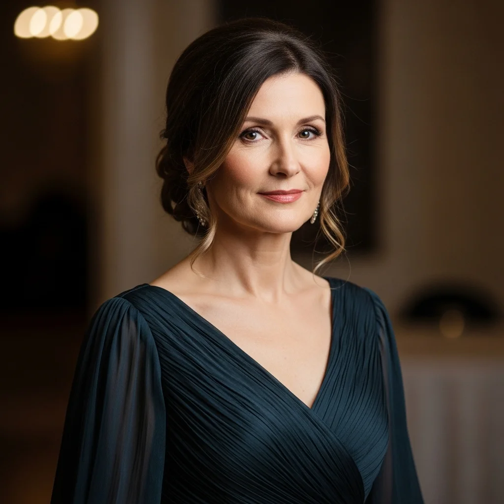 21 Shoulder-Length Mother of the Bride Hairstyles 3 elegant low chignon with loose tendrils