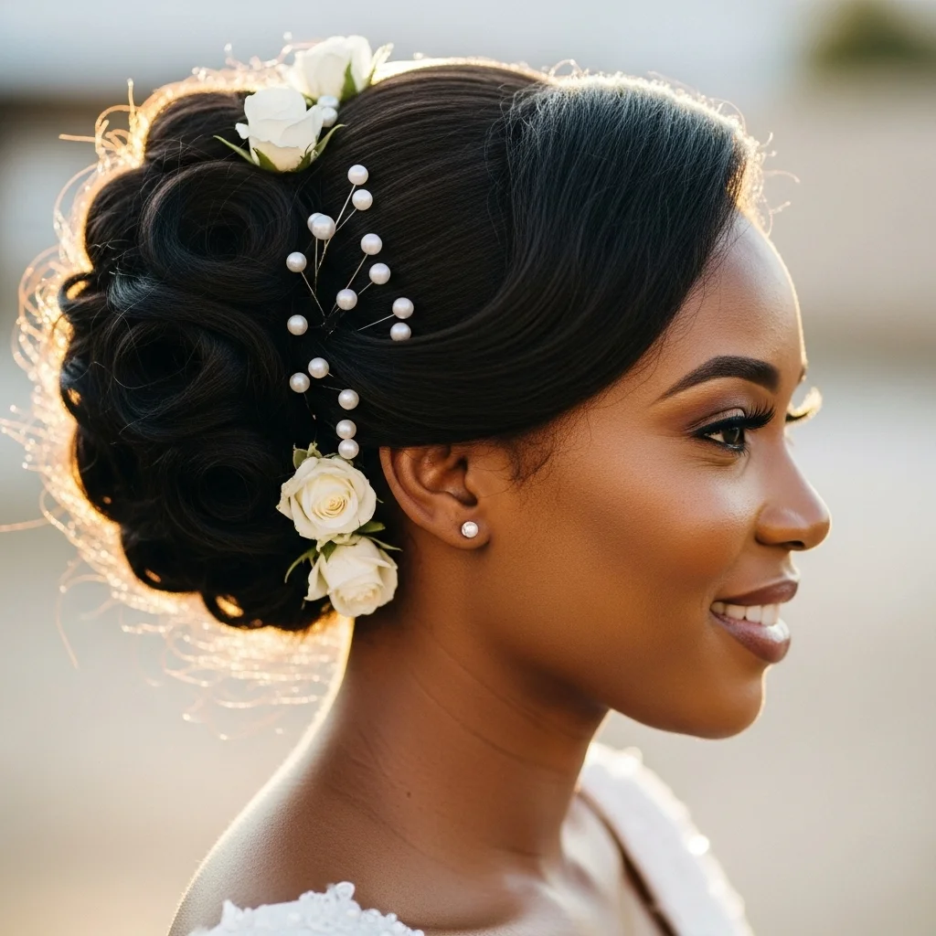 elegant updo with adornments
