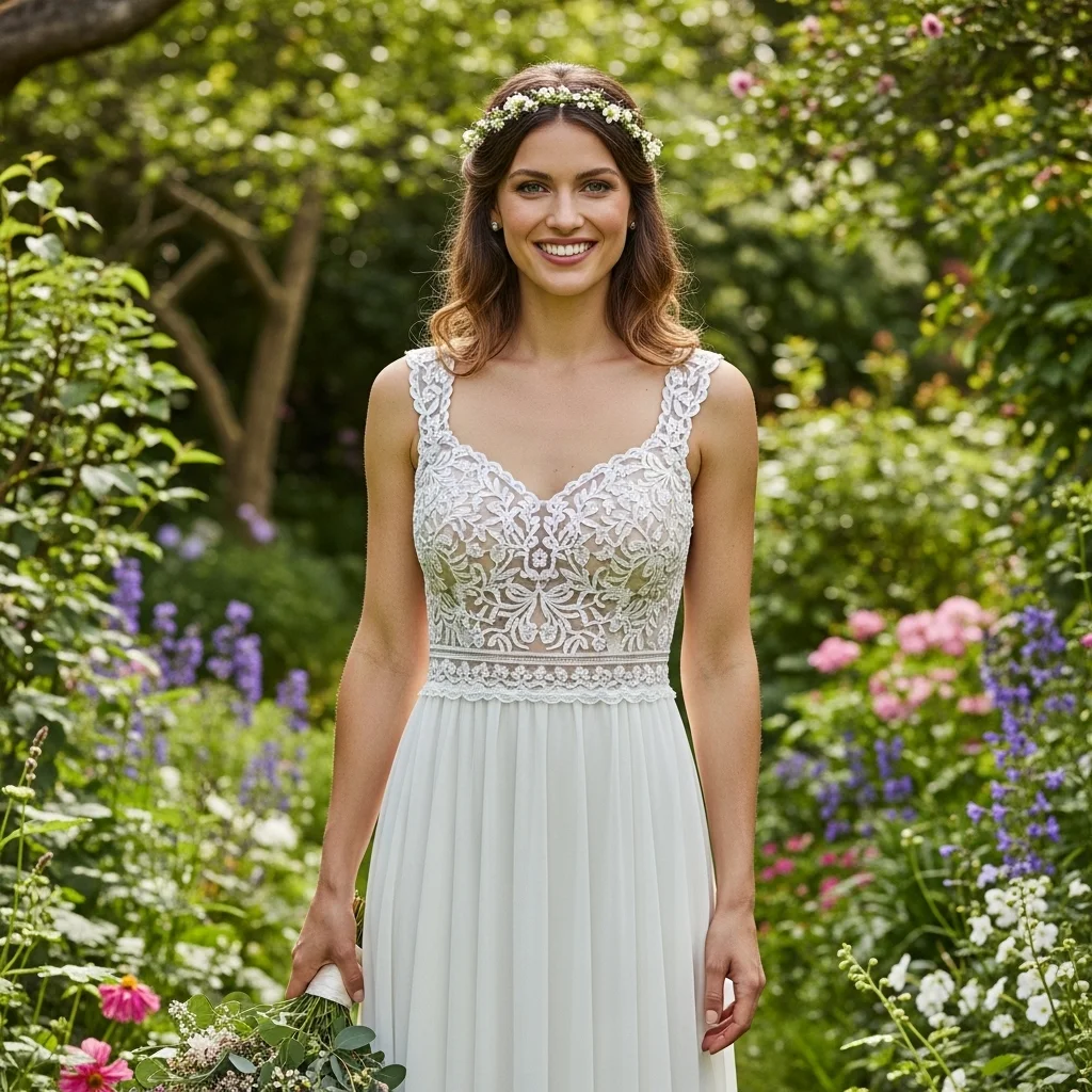 21 Boho Empire Waist Wedding Dresses for Brides 4 embroidered beauty with wide straps