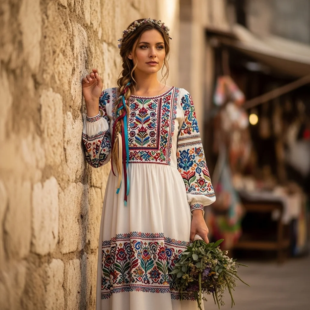 Top 19 Boho Chic Wedding Dresses for Your Free-Spirited Celebration 14 embroidered bohemian beauty