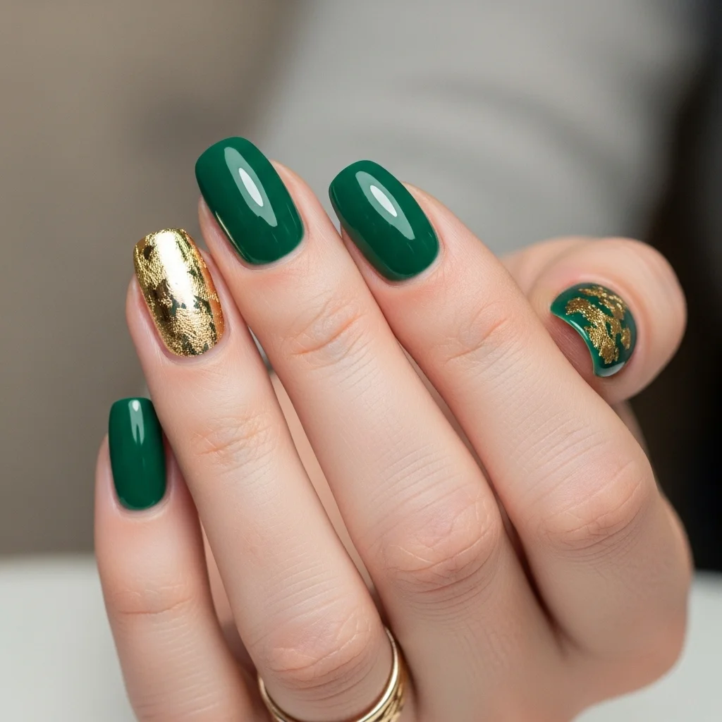 emerald green with gold leaf