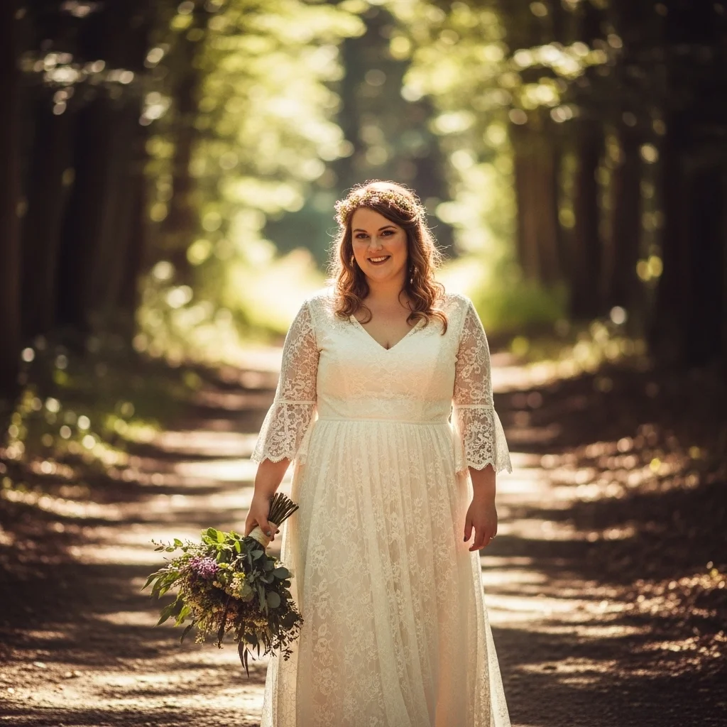 Top 21 Plus Size Wedding Dresses for Your Big Day 4 empire waist with bell sleeves