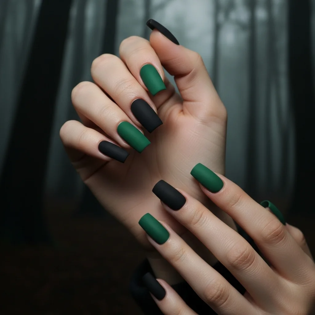 23 Enchanting Fall Ombre Nails You Need to Try This Season 14 enchanted forest ombre deep green to black
