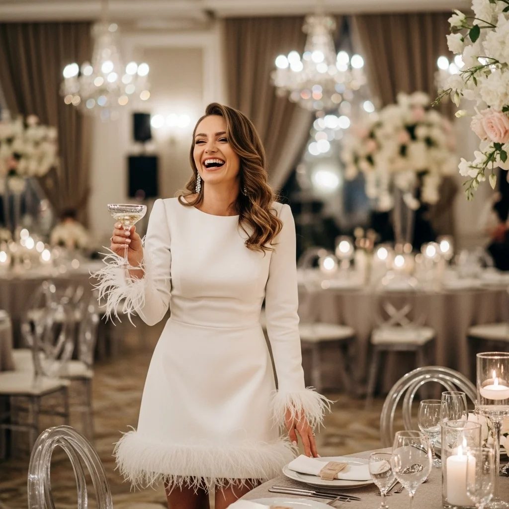 feather trimmed cocktail dress