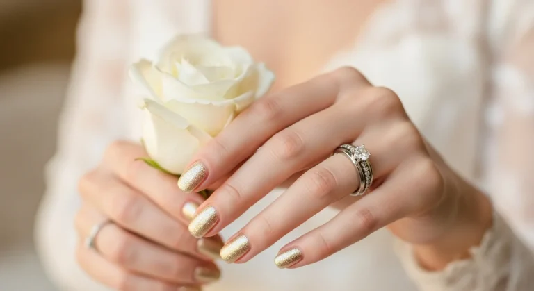 Top11 Dazzling Gold Wedding Nails Ideas for Brides 7 Top11 Dazzling Gold Wedding Nails Ideas for Brides