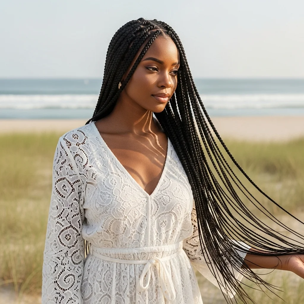 flowing knotless braids long